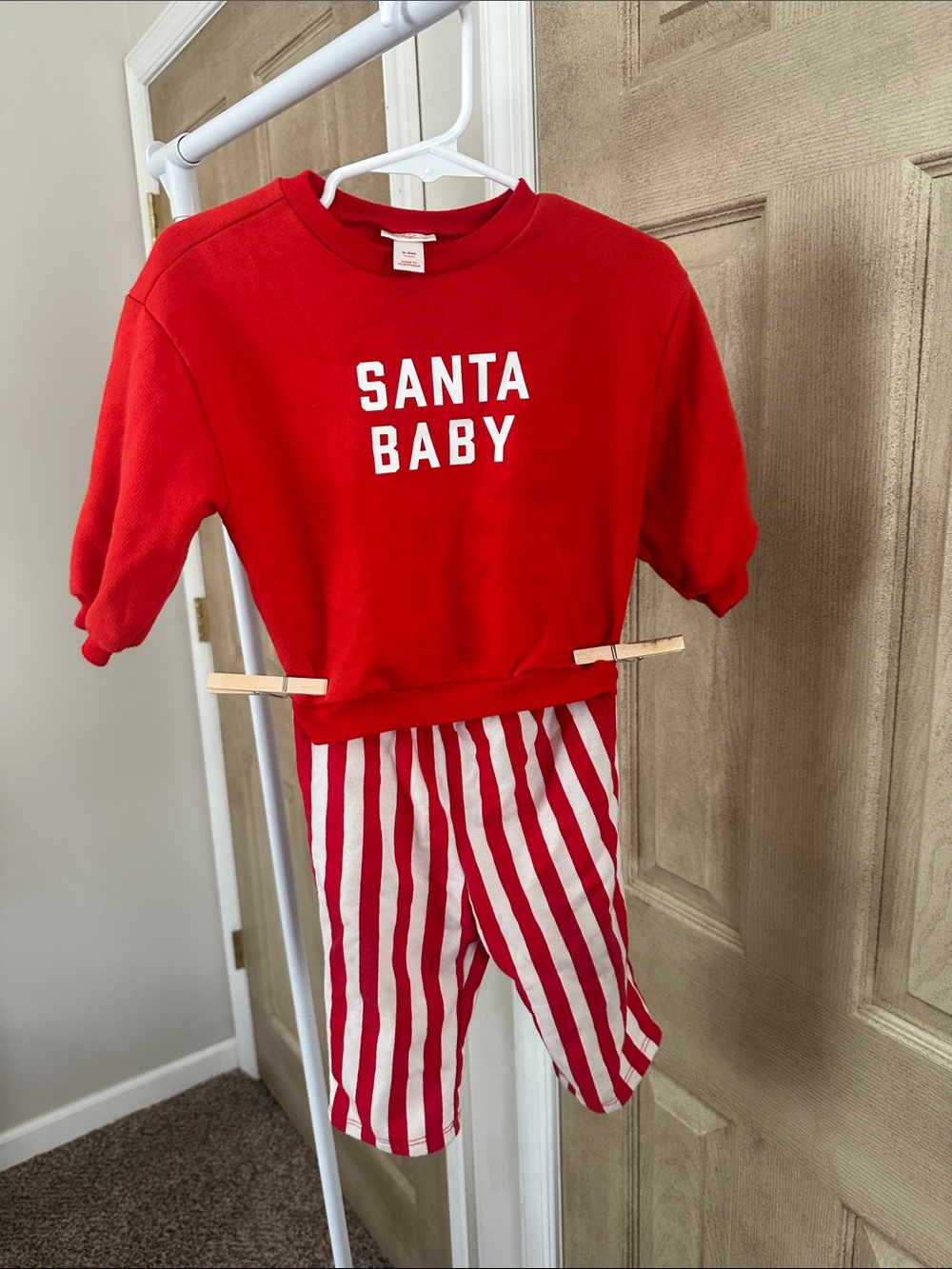 Cat & Jack Red and White 'Santa Baby' Kids Pajama Set